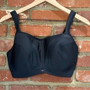 Panache‎ Power Underwire High Impact Sports Bra Black Full Cup Size 34G -FLAWED